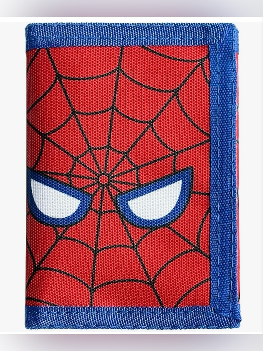 Kids Red Spider-Web Wallet with Blue Trim